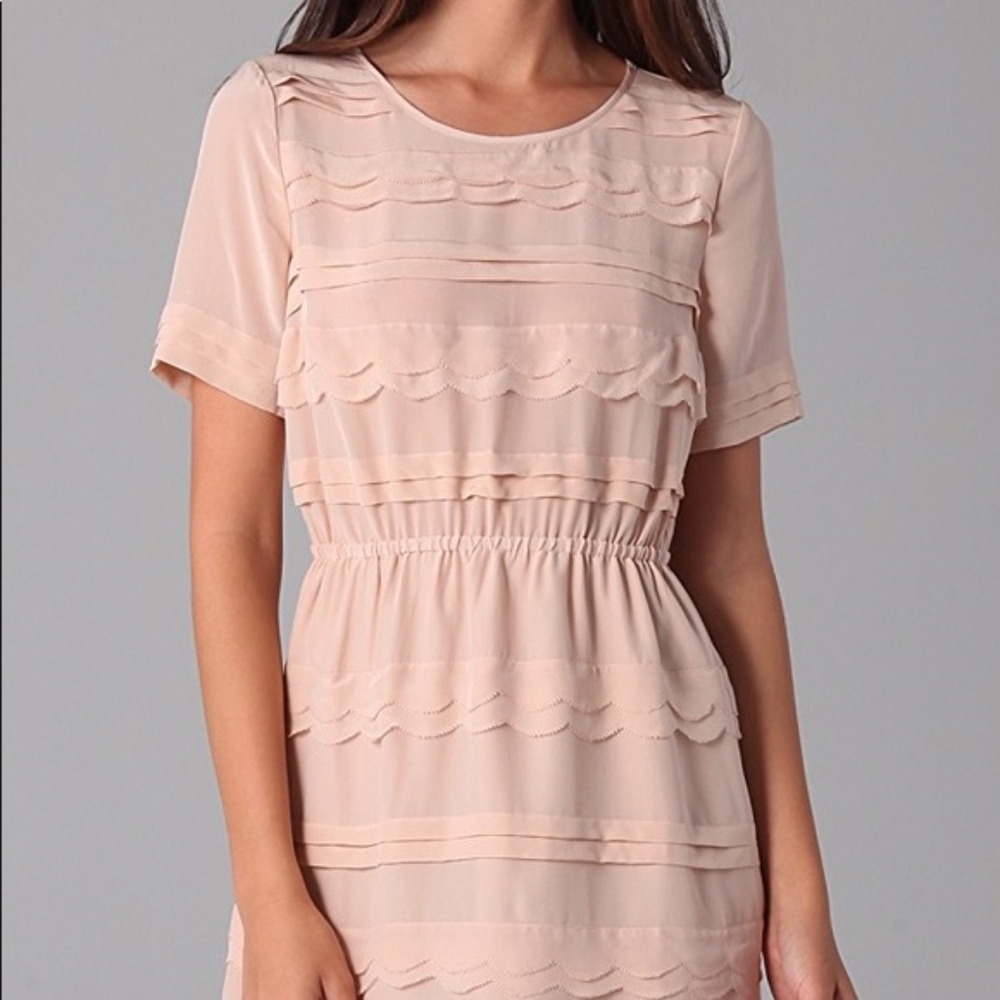 Madewell Pale Blush Pink Scalloped Dress - 2 XS S